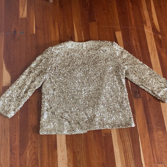 NWOT CHICO’S Travelers Collection Gold Sequin Jacket-Sold out online! - Picture 7 of 14